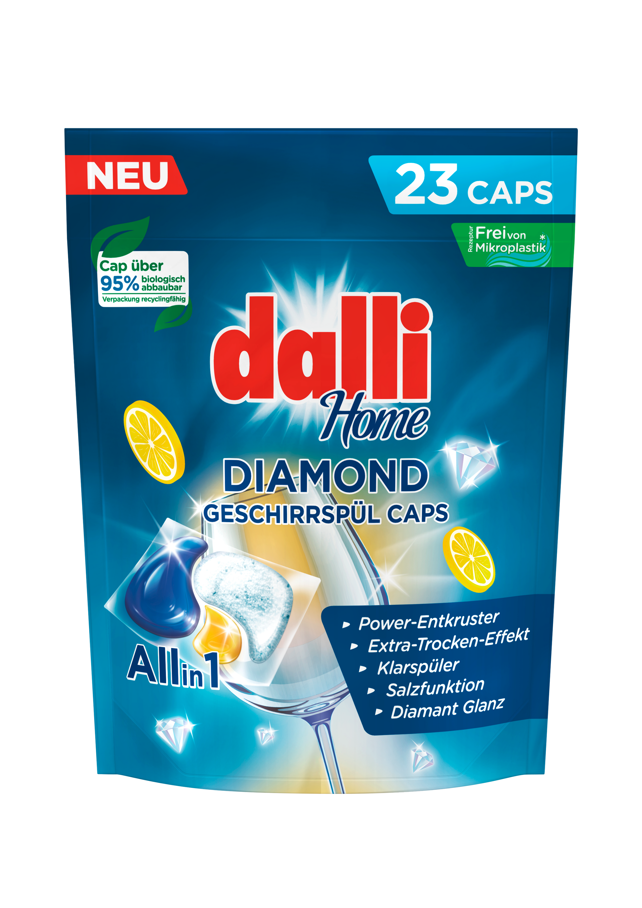 dalli Home Diamond Geschirrspül-Caps All in 1 | 23 Spülmaschinentabs