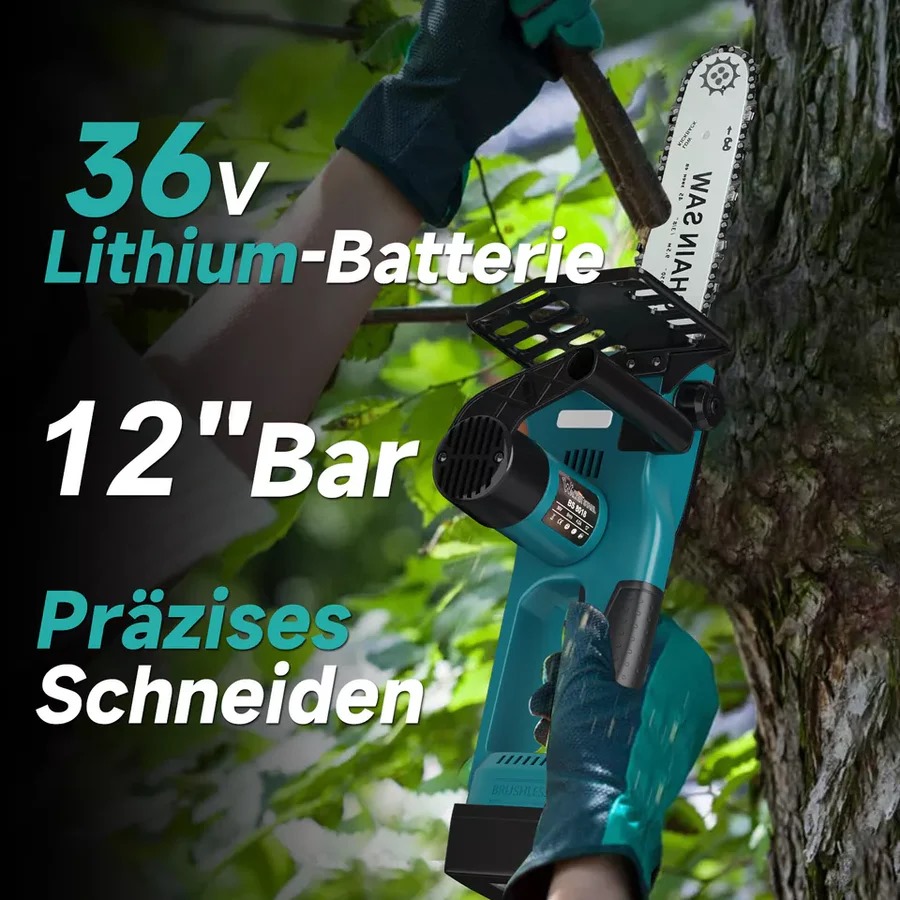 Batteriekettensäge 36V Elektro-Kettensäge mit Ladegerät