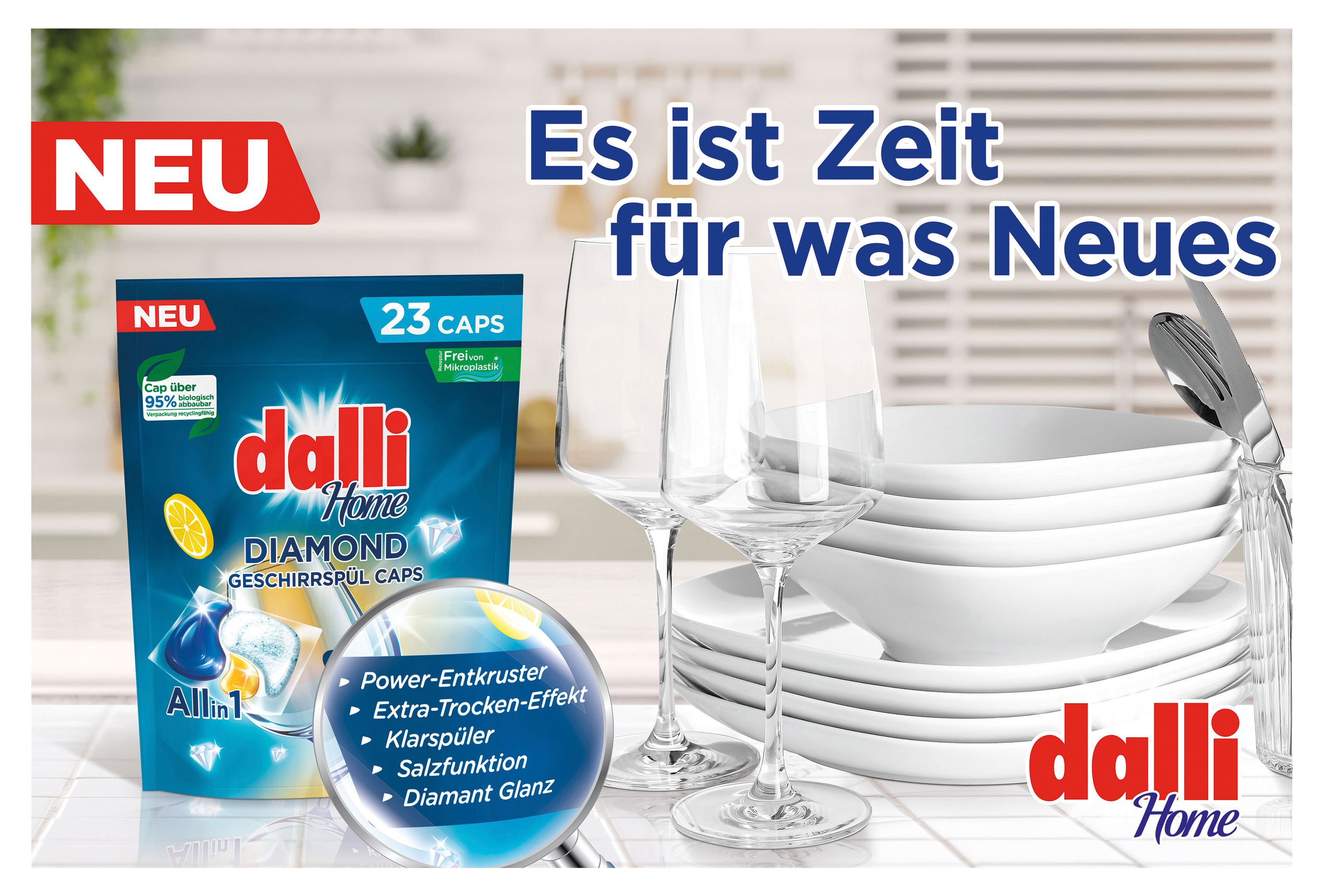 dalli Home Diamond Geschirrspül-Caps All in 1 | 23 Spülmaschinentabs